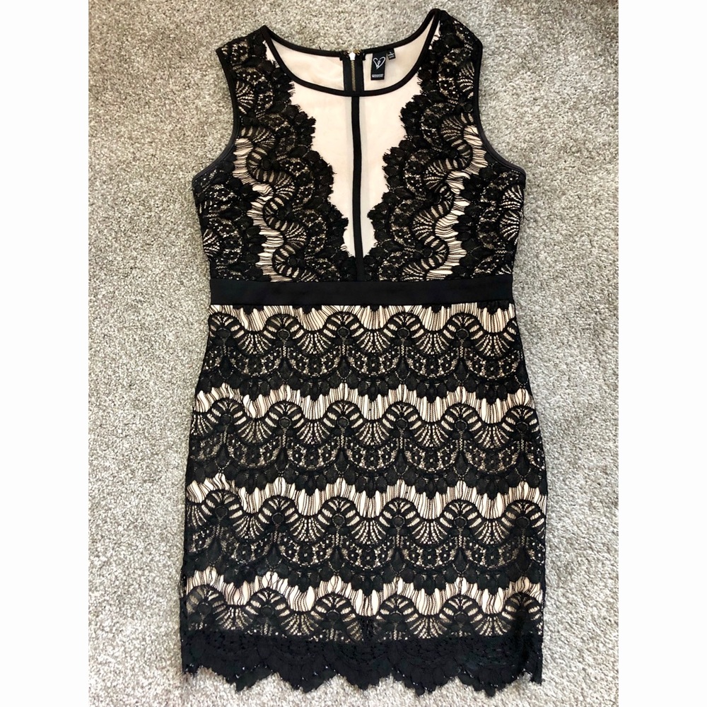 Windsor Black & Nude Lace Dress